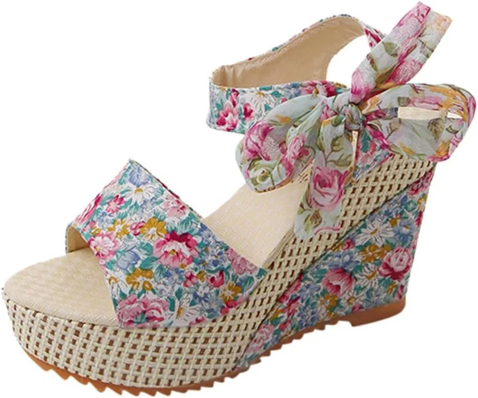 Wedge Sandal for Women Ankle Strap Flatform Arch Support Fish Mouth Toe Shoes Platform Espadrilles Waterproof Open