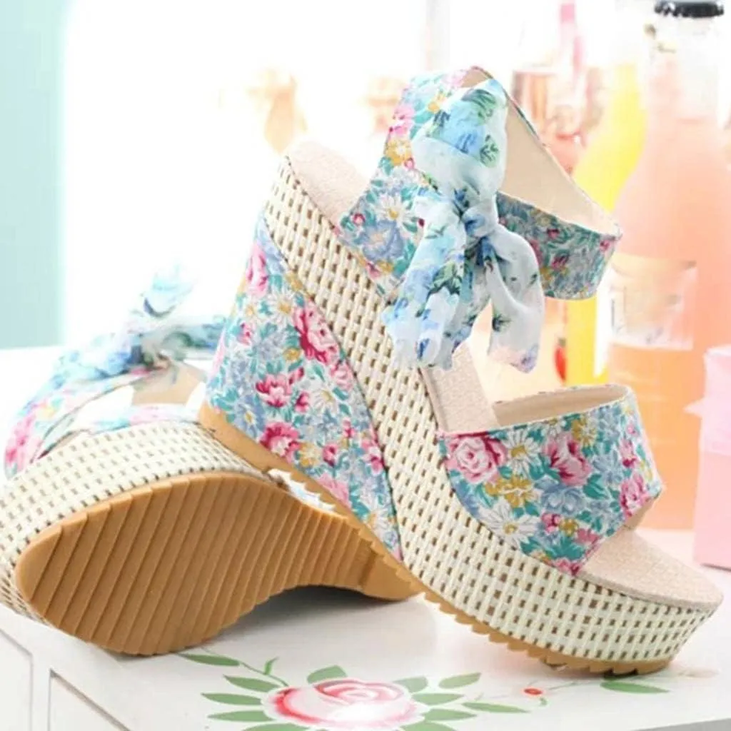 Wedge Sandal for Women Ankle Strap Flatform Arch Support Fish Mouth Toe Shoes Platform Espadrilles Waterproof Open