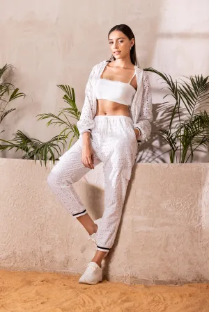 WHITE SCHIFFLI BOMBER SET