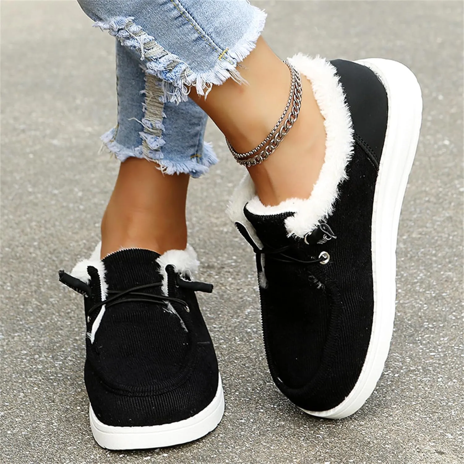 Winter Dress Boots For Women 2024 Warm Snow Fuzzy Ankle Booties Cute Silp On Comfortable Casual Fashion Loafers Shoes