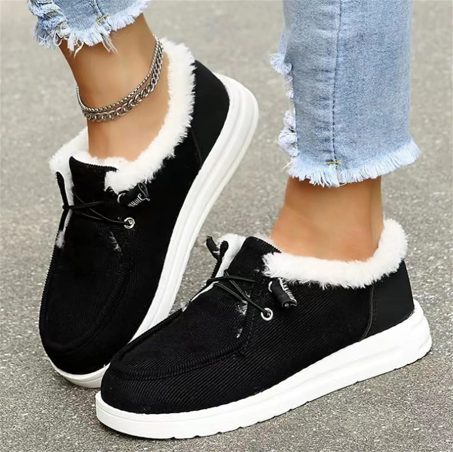 Winter Dress Boots For Women 2024 Warm Snow Fuzzy Ankle Booties Cute Silp On Comfortable Casual Fashion Loafers Shoes