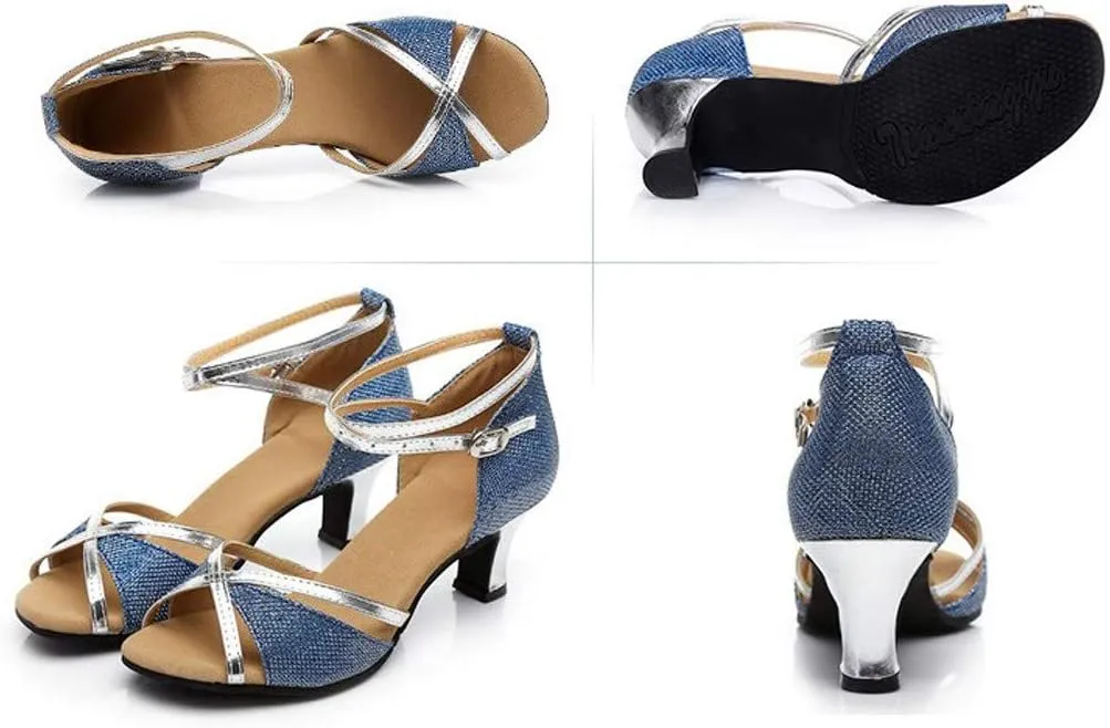 Women's Prom Dance Square Latin Ballroom Shoes Dance Women's Middle Heels Knee High Boot Low Heel Shoes