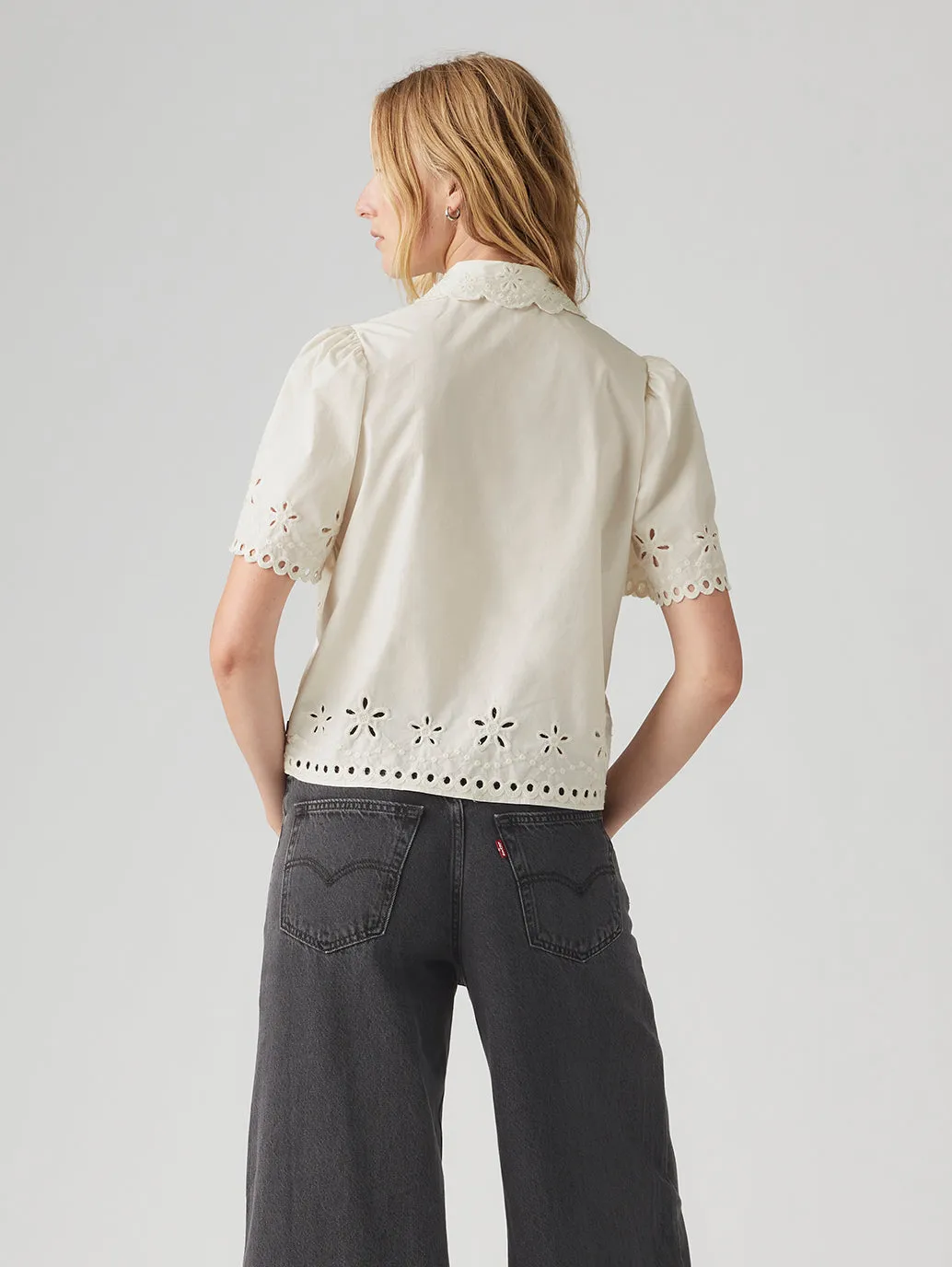 Women's Schiffli Spread Collar Shirt