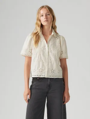Women's Schiffli Spread Collar Shirt