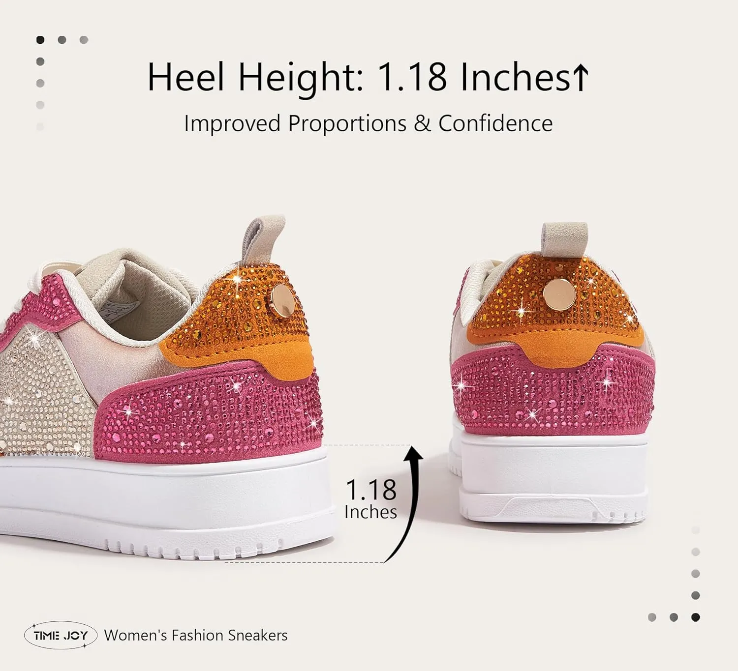 Women's Sparkly Rhinestone Sneakers Comfortable Athletic Glitter Platform Tennis Shoes for Casual, Gym & Fashion Outfits